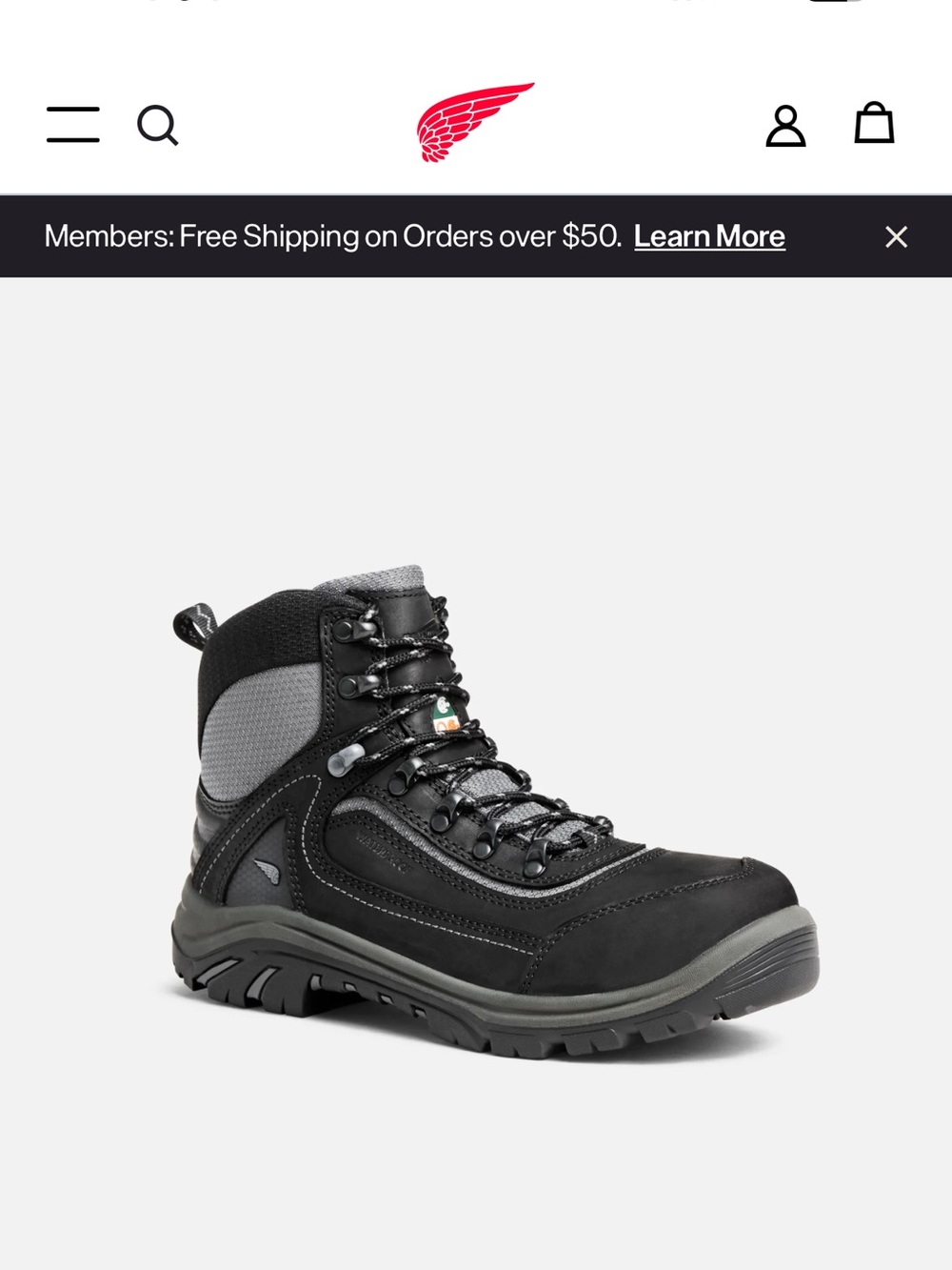 Red Wing Shoes Black and Gray Lace-Up Women's Work Boot